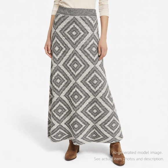 Moth Dresses & Skirts - 217. Anthropologie MOTH Gray Geometric Wool Alpaca Blend Maxi Skirt Small